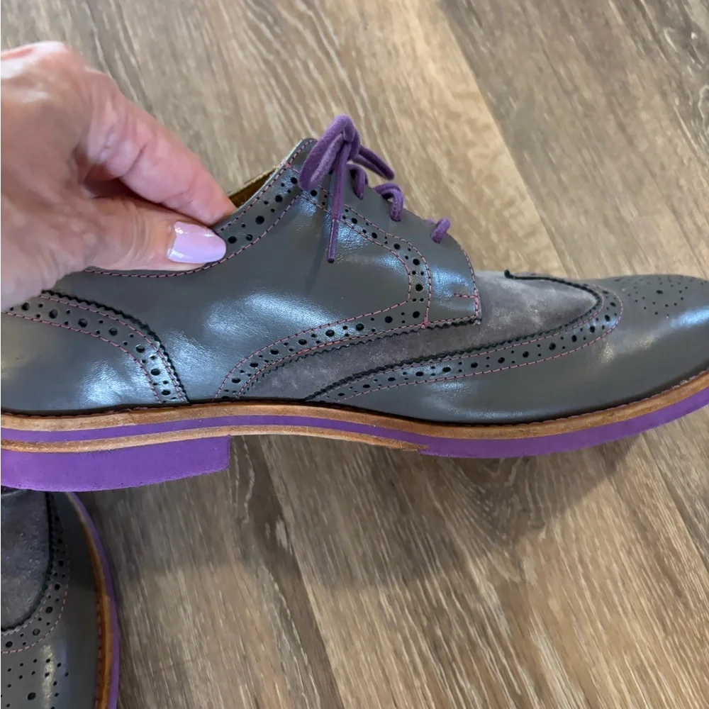 Bold Society by Soxy Gray and Purple Men's Wingtip Dress Shoes Sz 12